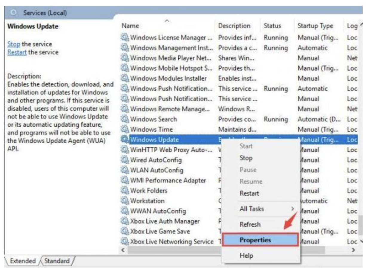 Windows Update Properties