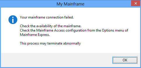 Erro na conexão ao My Mainframe 2.0