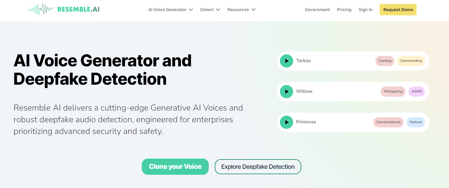 Resemble AI Voice Generator & Deepfake Detection