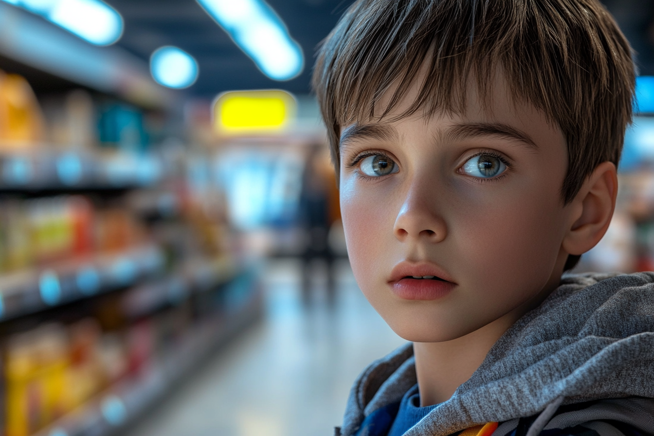 A boy at a grocery store | Source: Midjourney