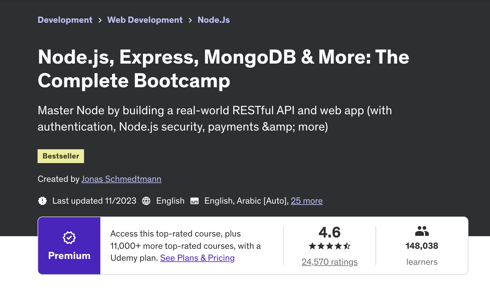 Node.js, Express, MongoDB Complete Bootcamp by Udemy