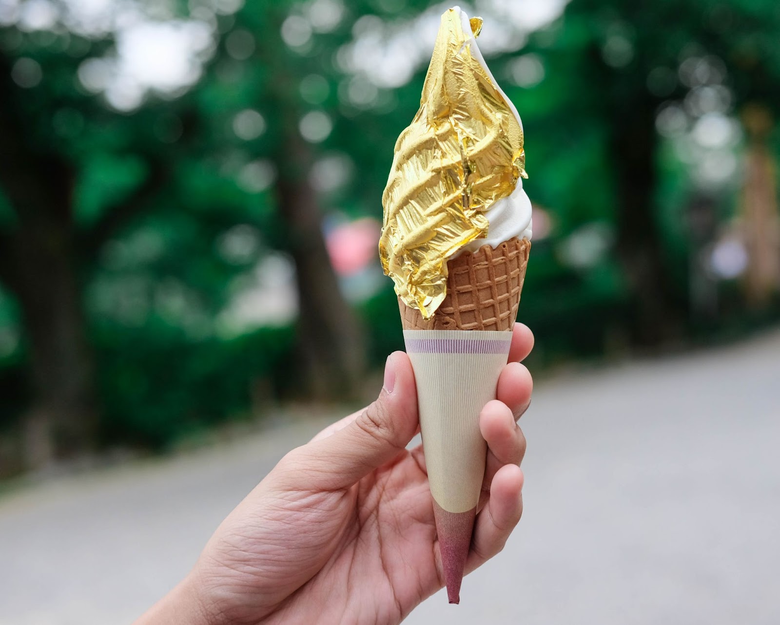 Vanilla ice cream deftly wrapped in Kanazawa's famous gold leaf.