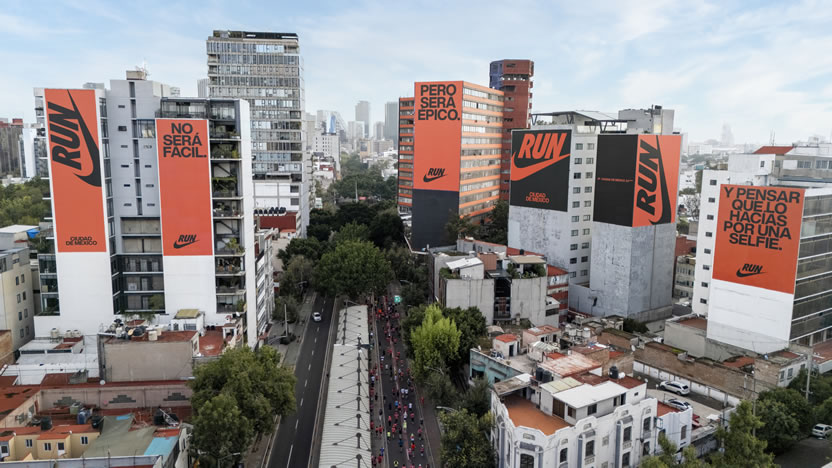 Activación de marca hecha por Nike en el maratón de la CDMX Marketing United