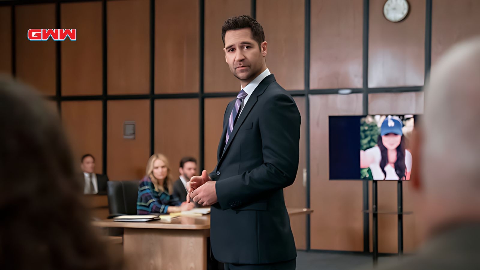 The Lincoln Lawyer Season 3 Manuel Garcia-Rulfo as Mickey Haller in the courtroom