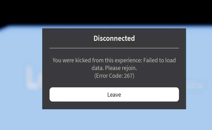Roblox Error Code 267 failed to load data