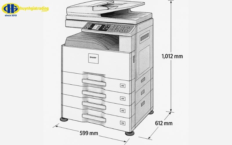 Kích thước của máy photocopy Sharp