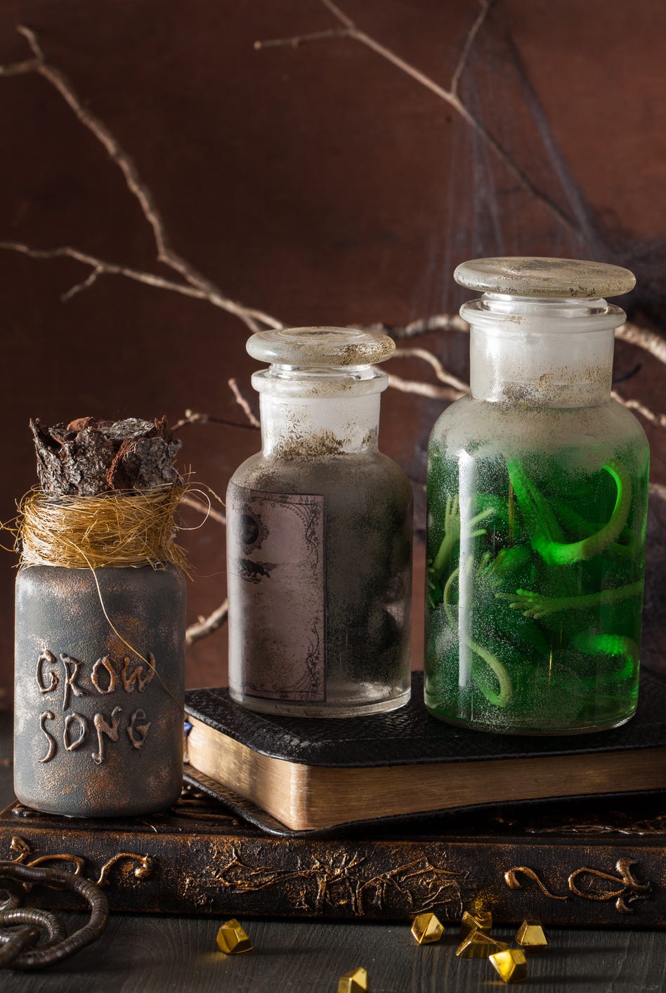 diy halloween decorations witch apothecary jars magic potions