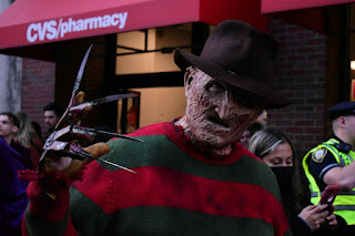 A man dressed as Freddy Krueger at a festival in Salem, Massachusetts.