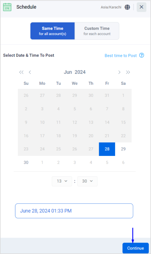 choose date and time