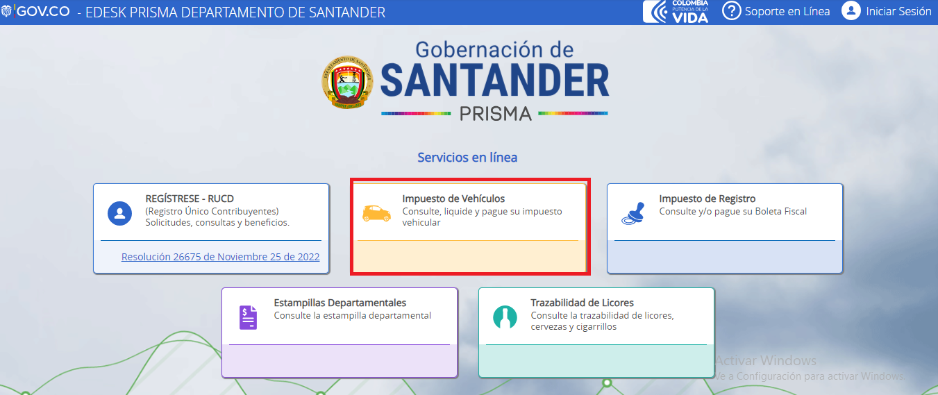 impuesto vehicvular santander