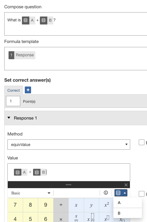 Editing a question using a data table