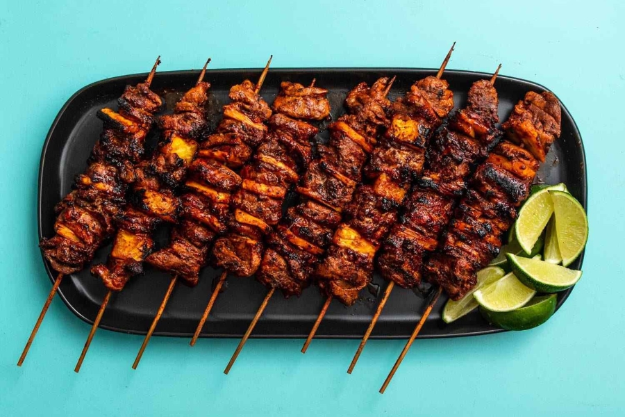 Skewers featuring meat or seafood are a staple street food in Cambodia