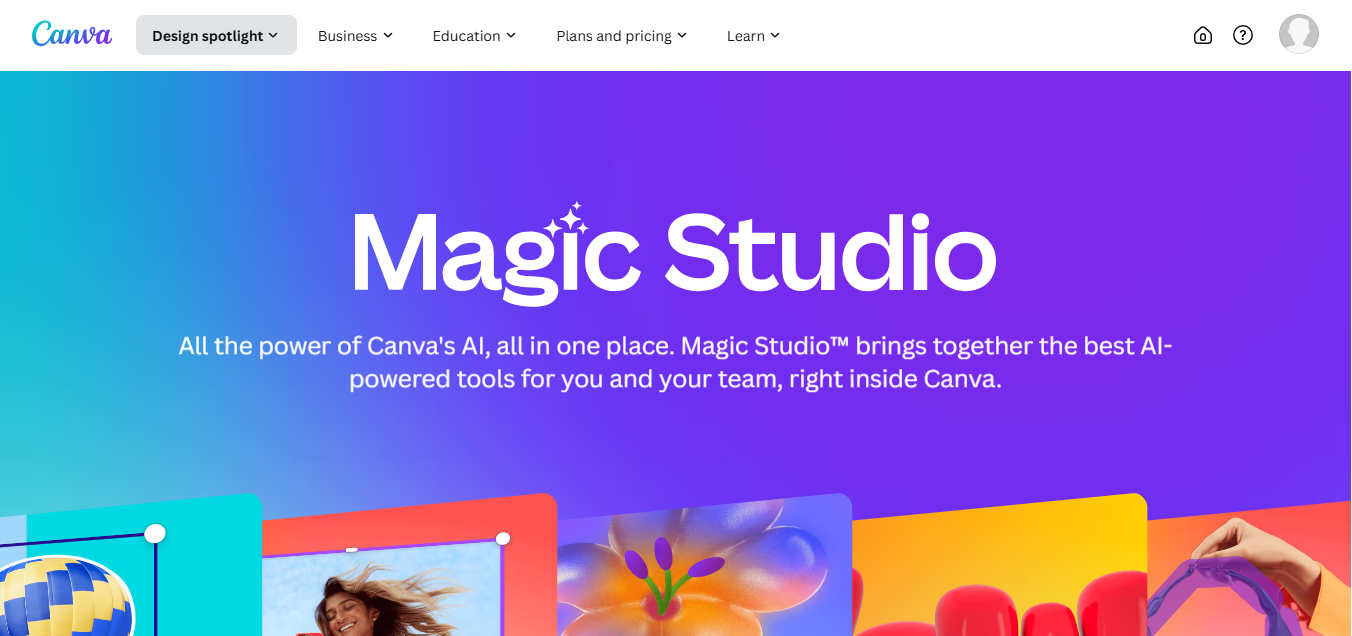 Canva Magic Studio Landing Page