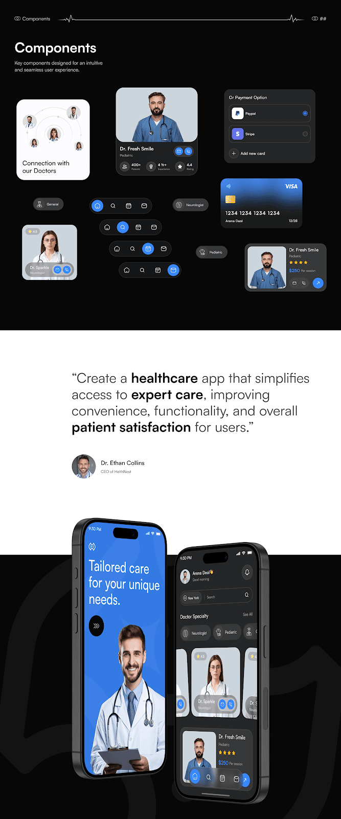 Image from the HealthNest: A Modern Medical App Design article on Abduzeedo