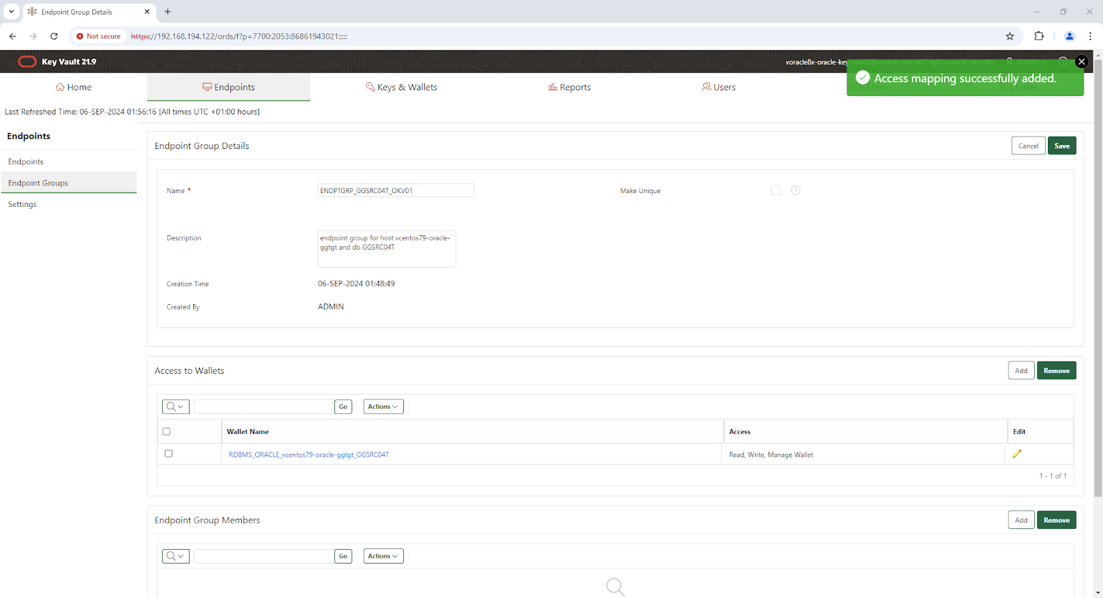 Endpoint Group Details - Google Chrome