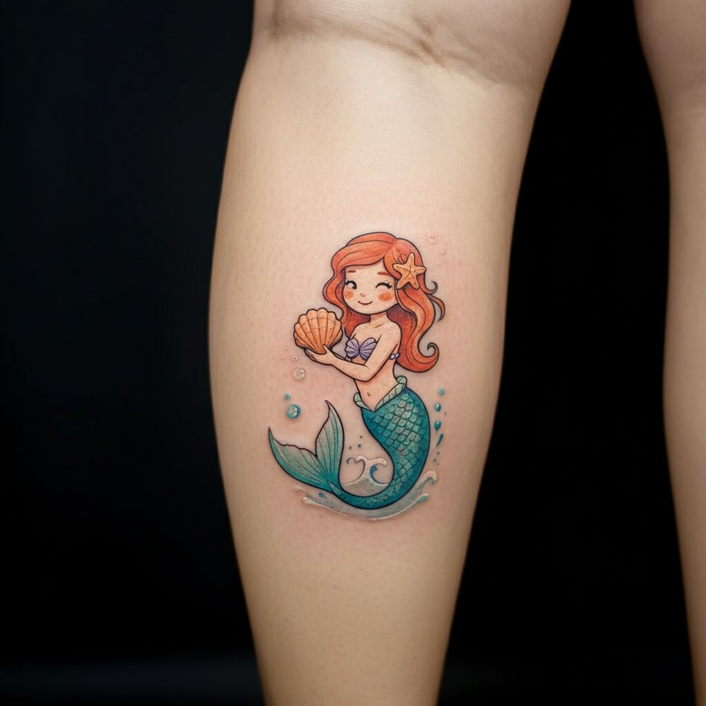 Mermaid Tattoo on Leg or Thigh