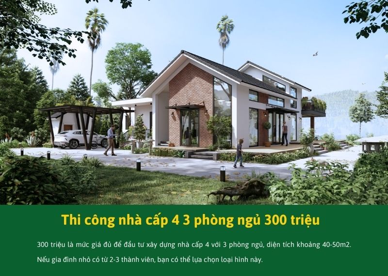 Thi công nhà cấp 4 3 phòng ngủ với 300 triệu Xây dựng Nhất Tín