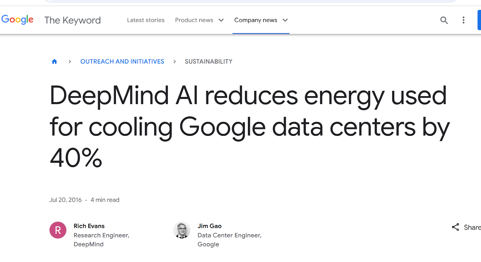 Google AI optimized cooling data center