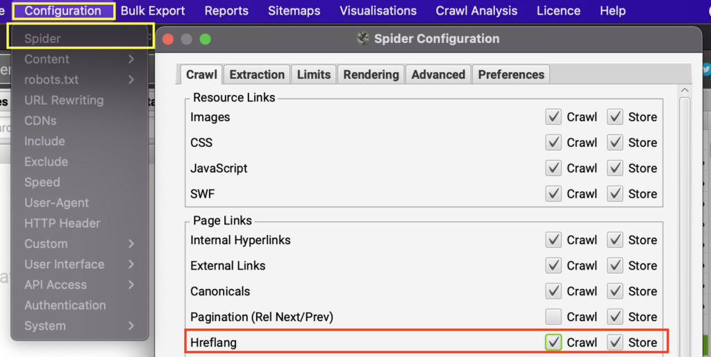 screaming frog finds hreflang annotation