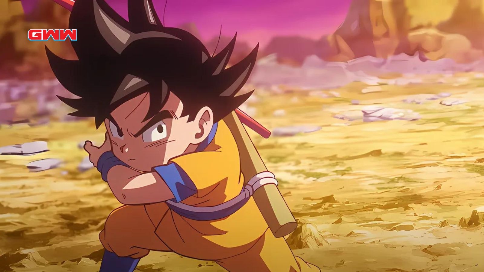 Goku preparing to attack with staff in Dragon Ball Daima