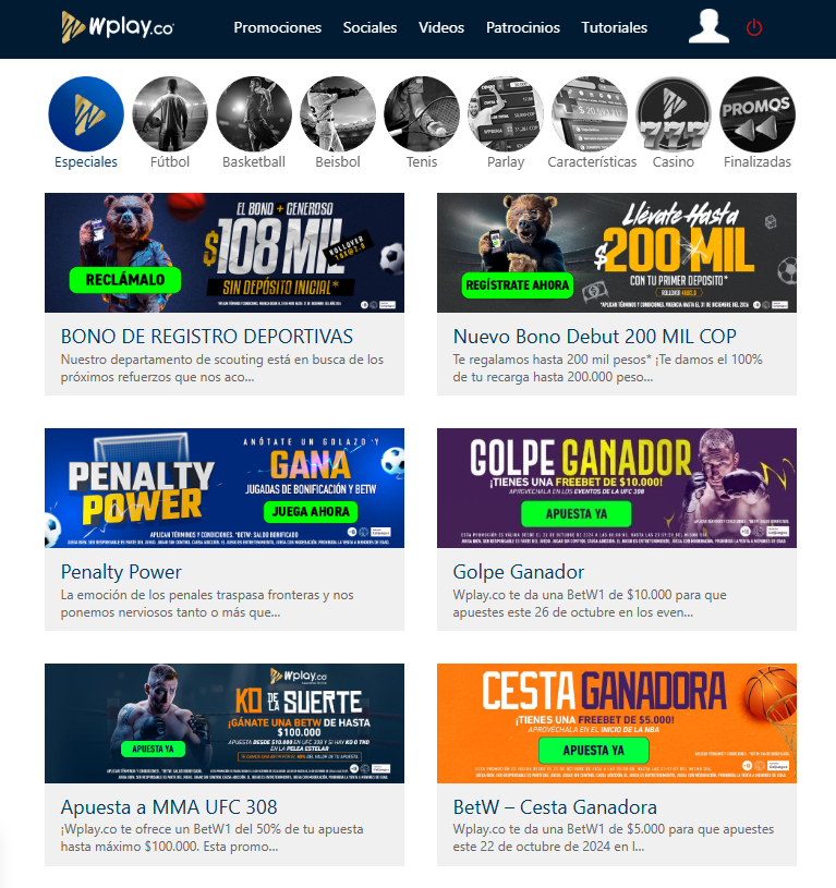 Código promocional Wplay