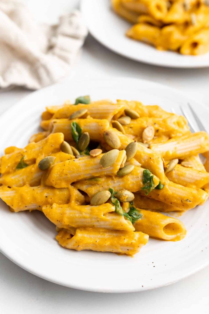 pumpkin pasta plated