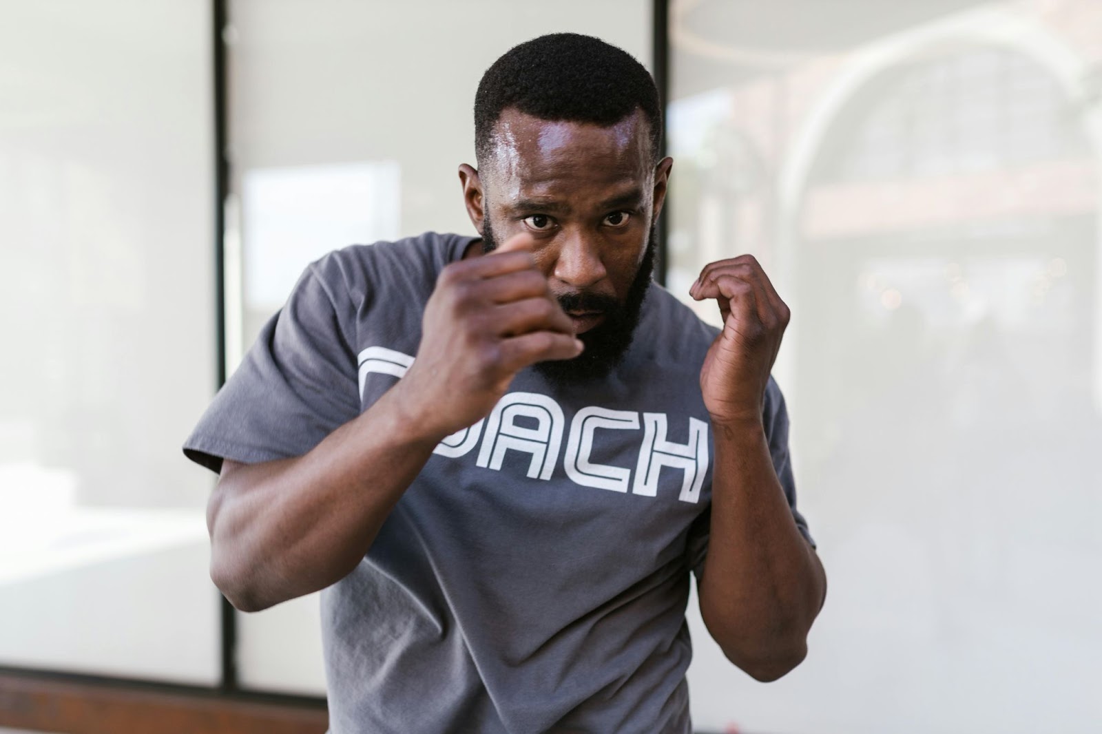 A man practicing how to punch