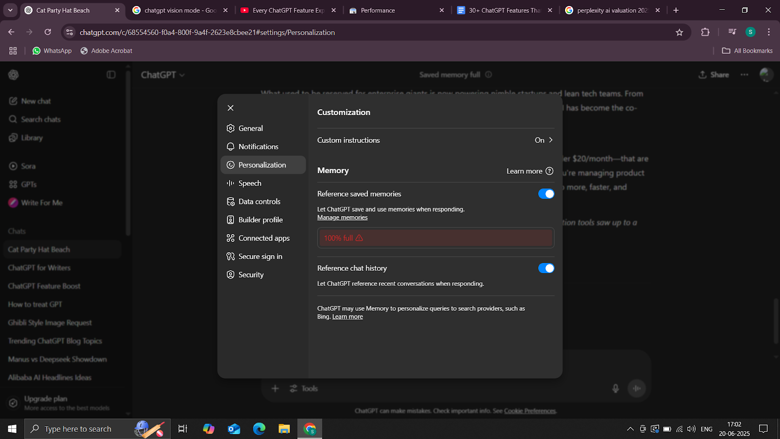 chatgpt memory feature
