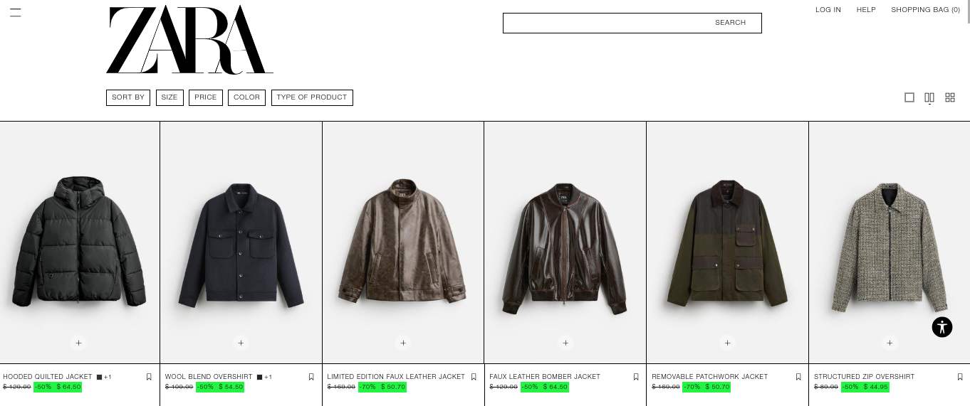 Zara website 