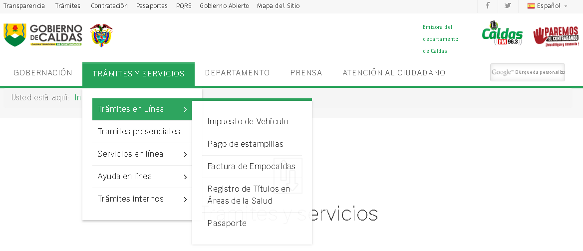 pagina principal de cita de pasaporte en caldas .