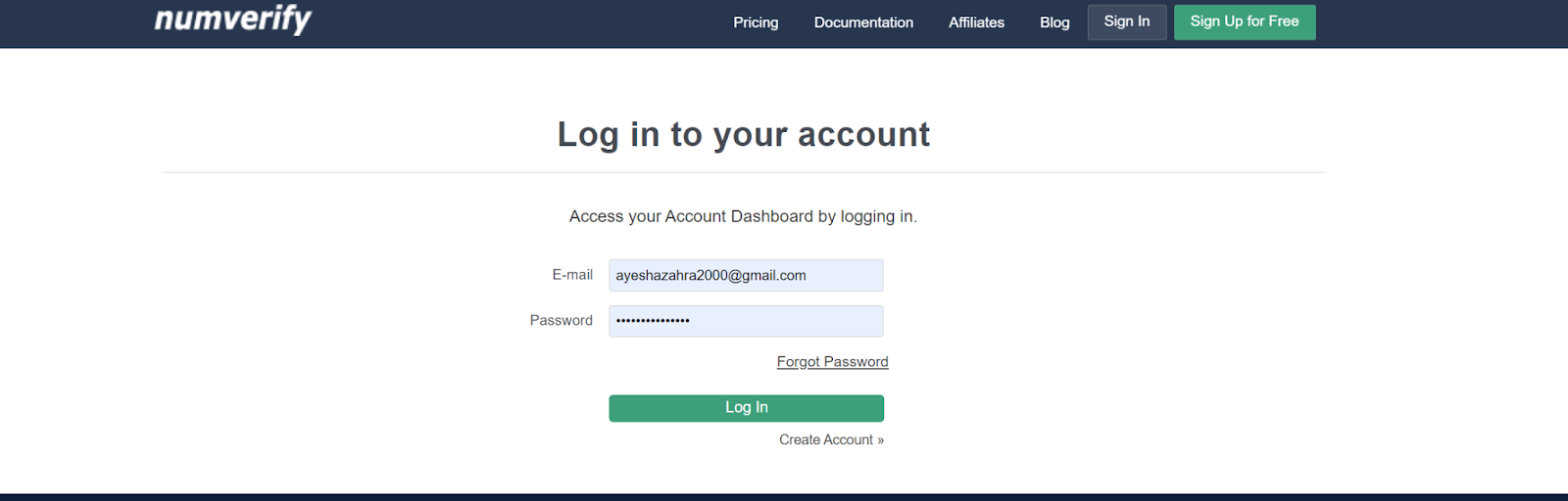 Numverify Login