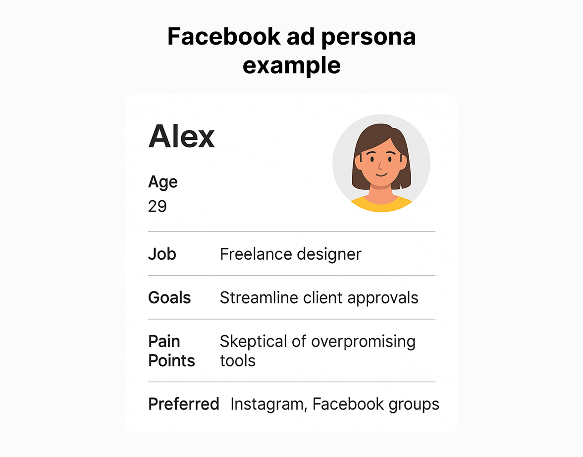 Facebook ad persona example 
