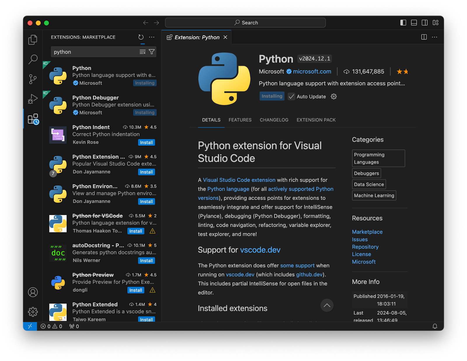 Расширение для Python