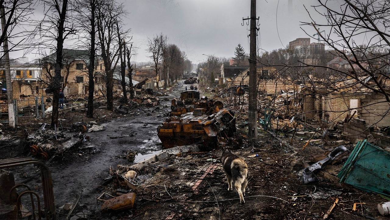 Paisaje devastado en Argentina tras conflictos, reflejando los períodos de crisis y golpes de estado en la historia argentina del siglo XX.
