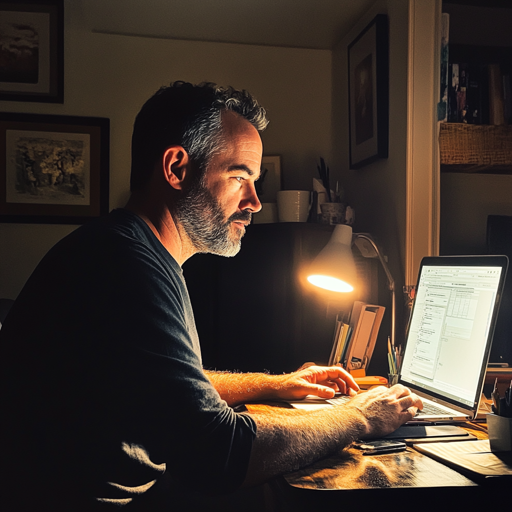 A man sitting at his desk | Source: Midjourney