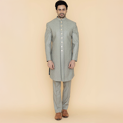 Pista Green Indo-Western Jacket with Kurta Set