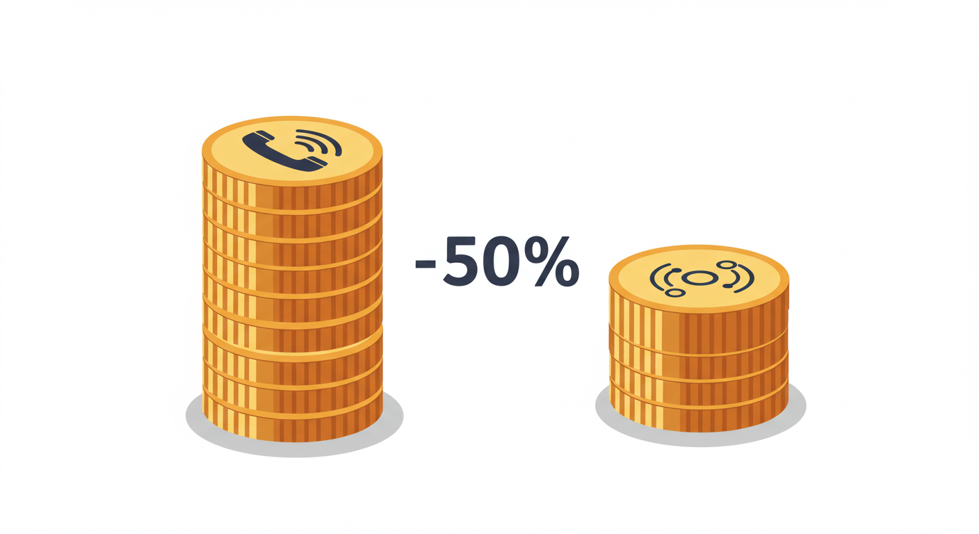 Visual comparison showing how SIP trunk international calls can reduce communication costs by up to 50% compared to traditional systems.