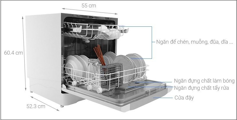 Cách đo Kích thước máy rửa chén