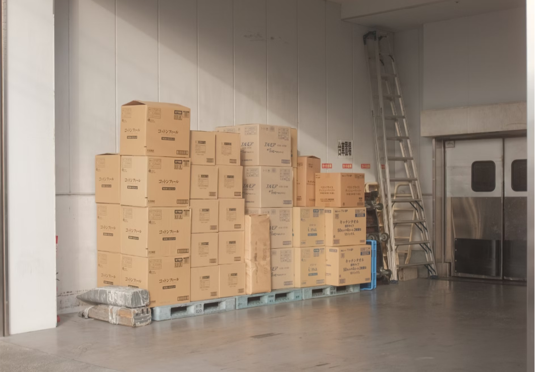 Brown cardboard boxes in storage