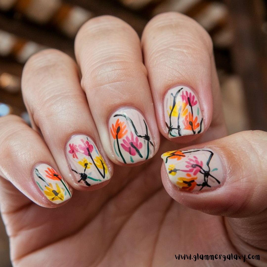 Nails with Floral Accents