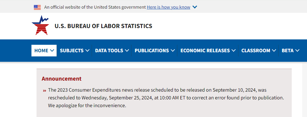The Bureau of Labor Statistics (BLS) official website