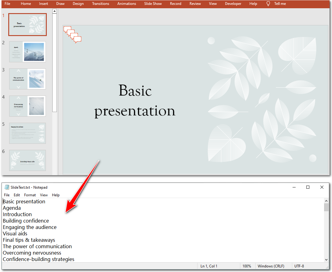 Extract Text from PowerPoint Slides