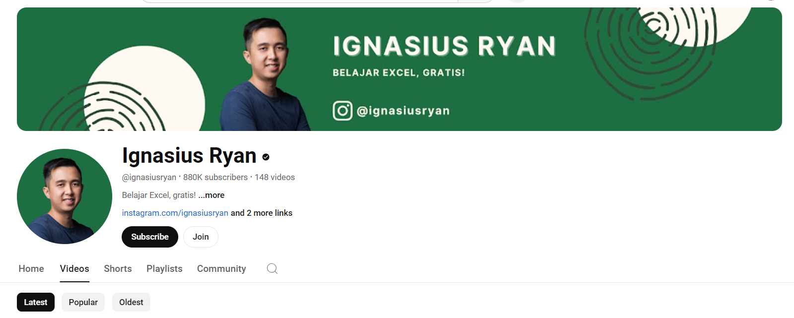 channel YouTube belajar excel