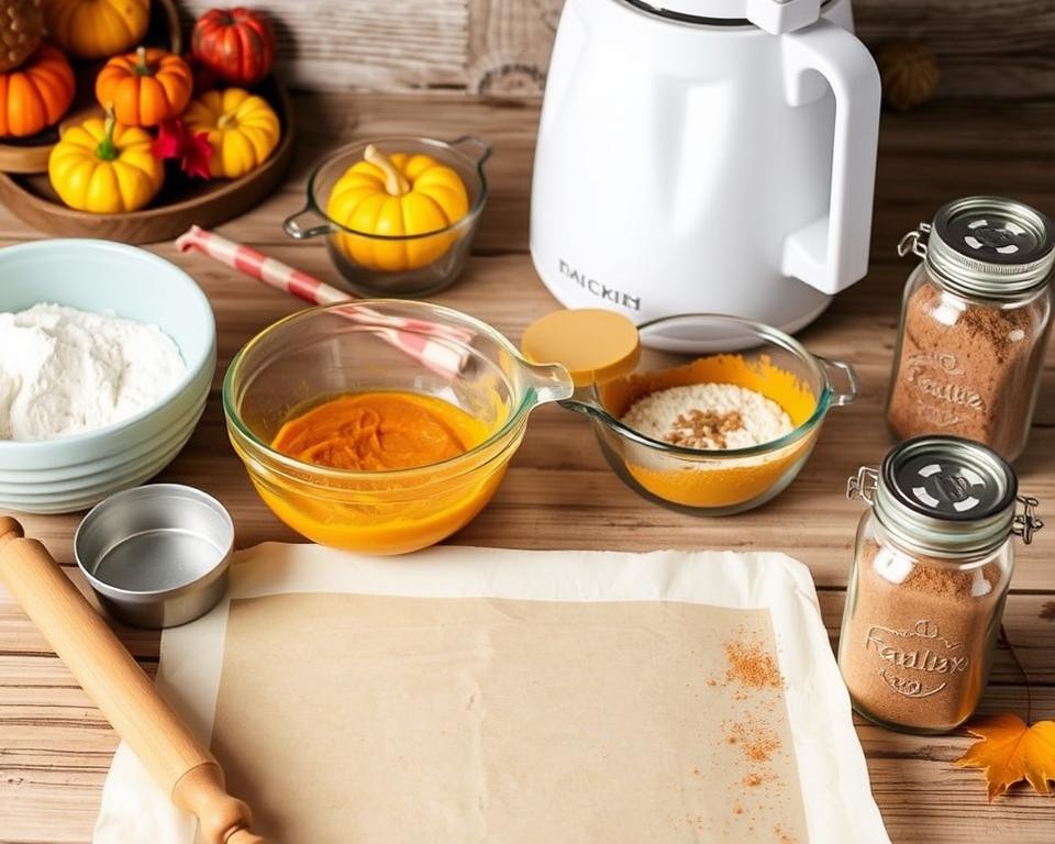 Baking tools for pumpkin bagels recipe