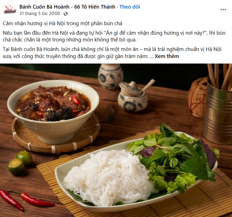 Bánh Cuốn Bà Hoành - gói trọn hương vị Hà Nội trong từng xuất ăn. 