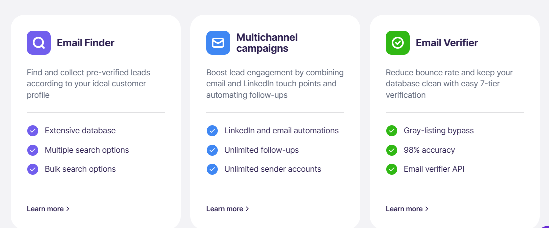 Snovio Toolkit Features