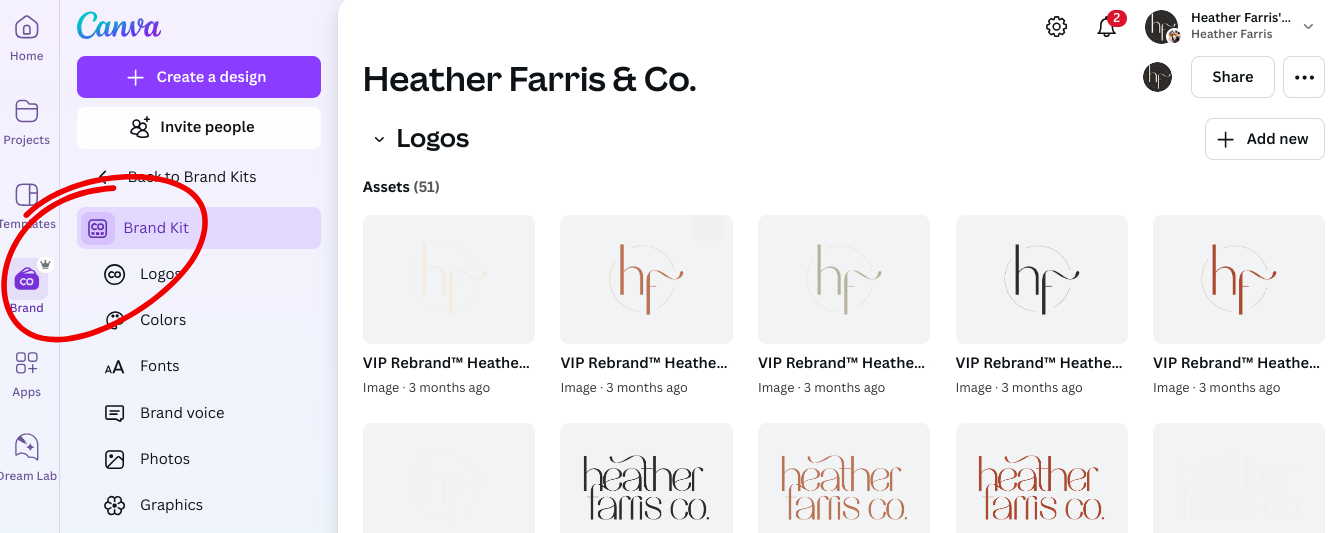 Canva brand kits for branded Pinterest designs