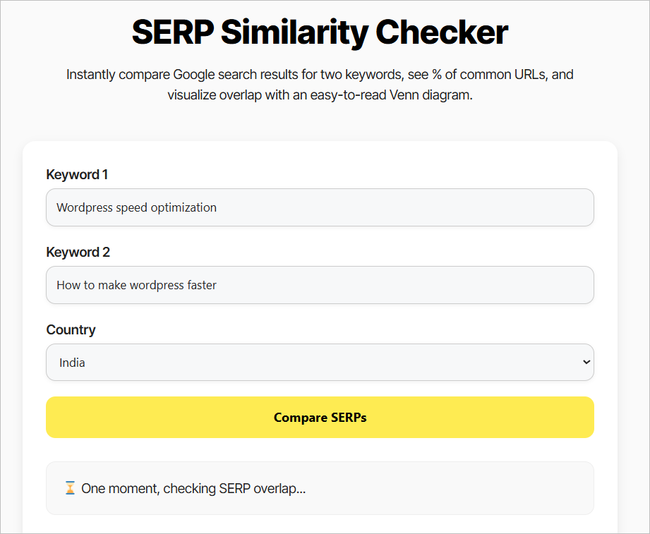 SERP similarity tool by SEO Growth Notes