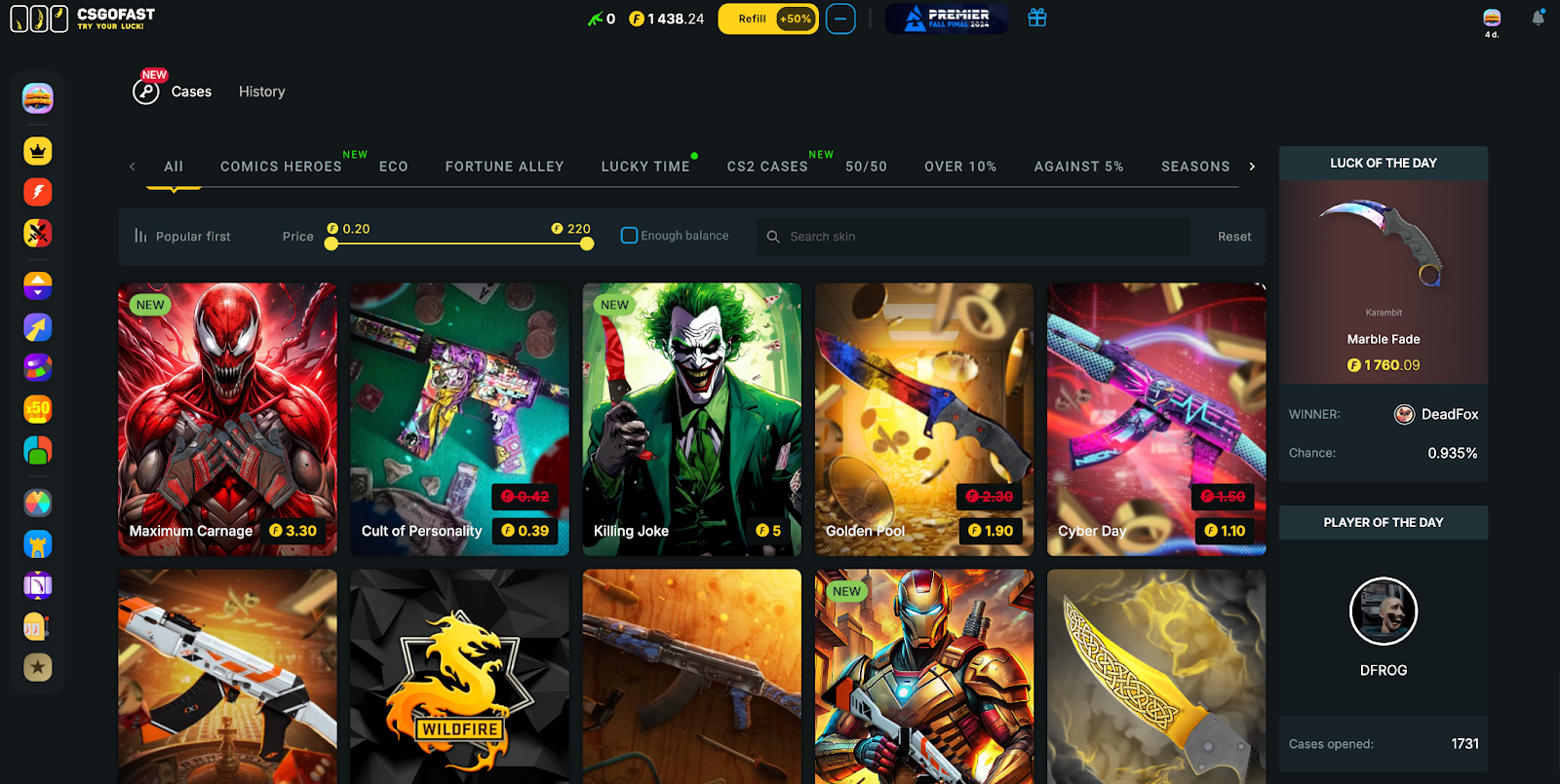 CSGOFast website interface