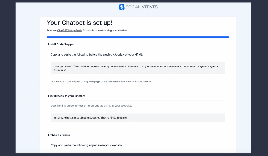 FAQ chatbot setup complete